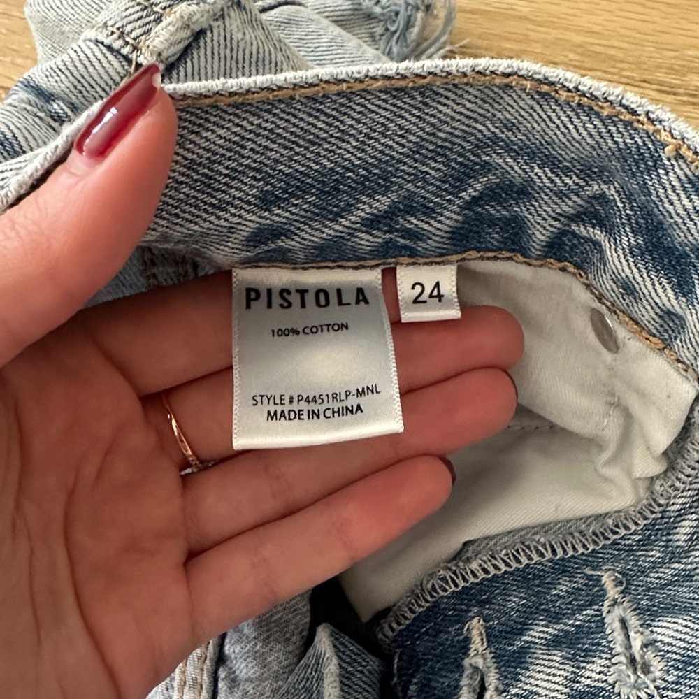 pistola Light Wash Distressed Denim Jean Shorts - Picture 3 of 4